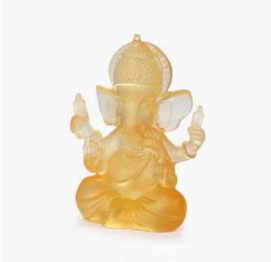 Amber Ganesha Crystal Sculpture