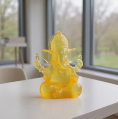 Amber Ganesha Crystal Sculpture