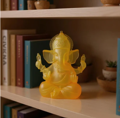 Amber Ganesha Crystal Sculpture