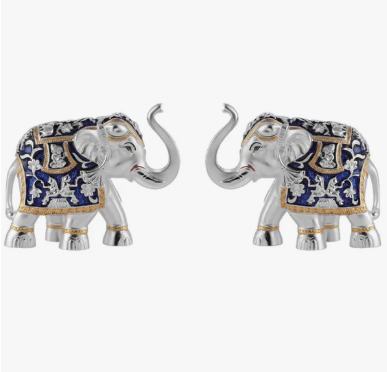 Set of 2 Silver Blue Meena Medium (9.5cm)