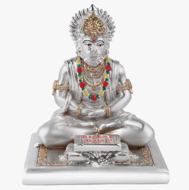 Dhyan Hanuman ji Small (9.5 cm)- Silver