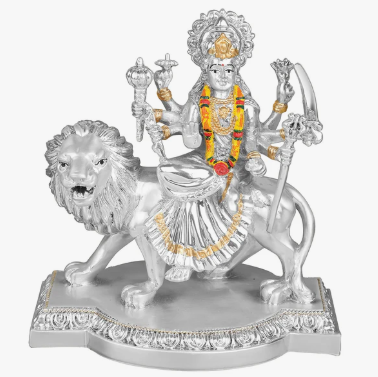 Silver Small Durga Maa (h-10 cm)