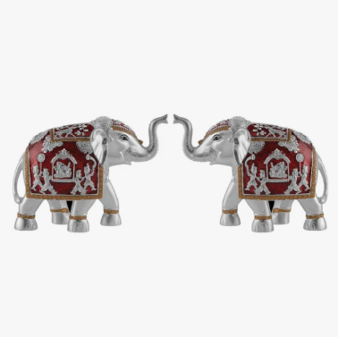 Set of 2 Silver Red Meena Medium (9.5cm)