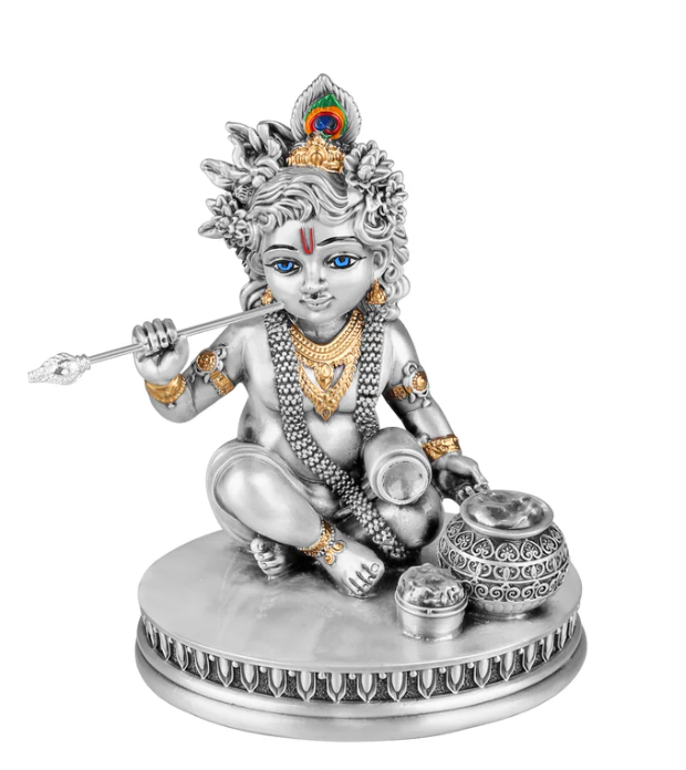 Divine Silver-Plated Bal Krishna Idol (H-8 cm)