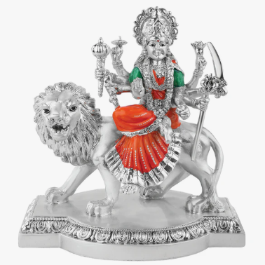 Colored Small Durga Maa Murti (H-10 cm) | Durga Maa Statue for Pooja | Vaishno Devi Mata Idol for puja