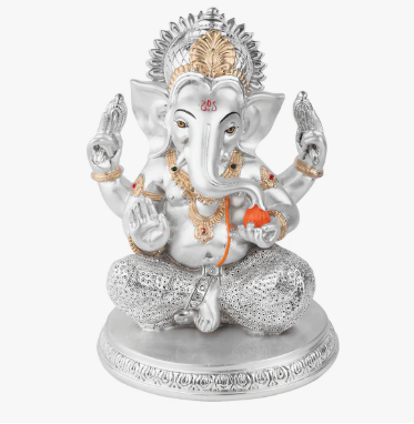 Doted Ganesha | Silver Plated Ganesh Idol | Ganpati Idol for Gift