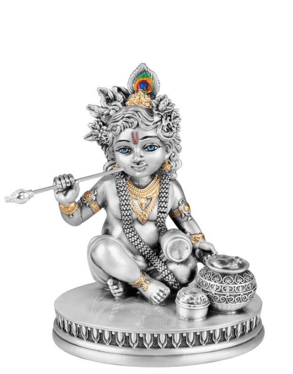 Divine Silver-Plated Bal Krishna Idol (H-12 cm)