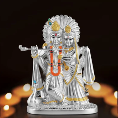 God Idols Radha Krishna Small - Silver