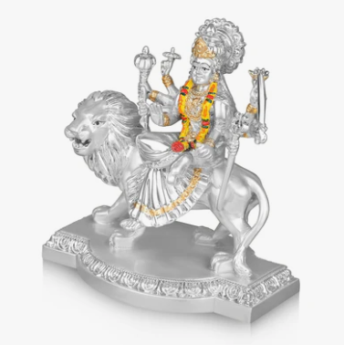 Silver Small Durga Maa (h-10 cm)