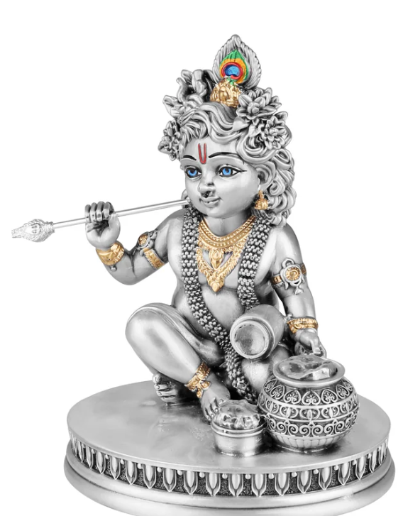 Divine Silver-Plated Bal Krishna Idol (H-12 cm)