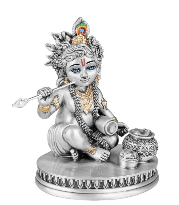 Divine Silver-Plated Bal Krishna Idol (H-12 cm)