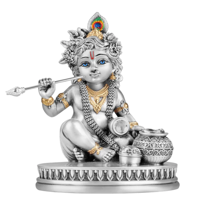 Divine Silver-Plated Bal Krishna Idol (H-12 cm)