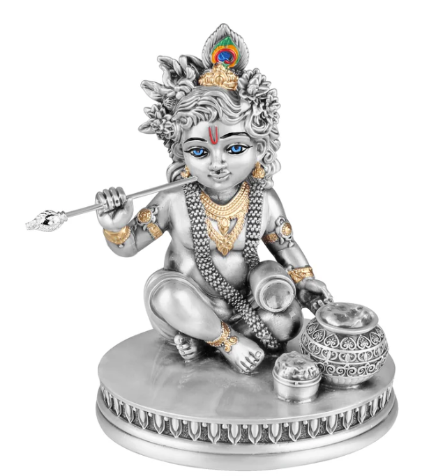 Divine Silver-Plated Bal Krishna Idol (H-12 cm)