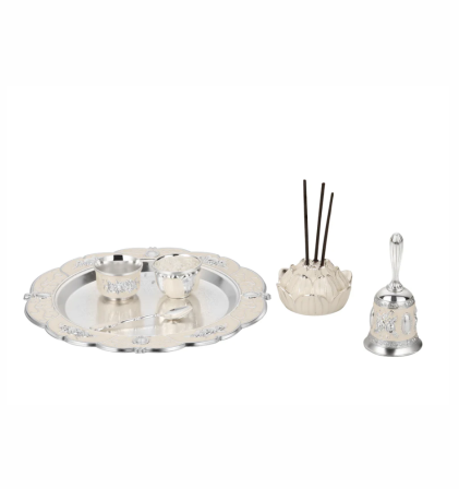 Pastel Puja Thali (White)