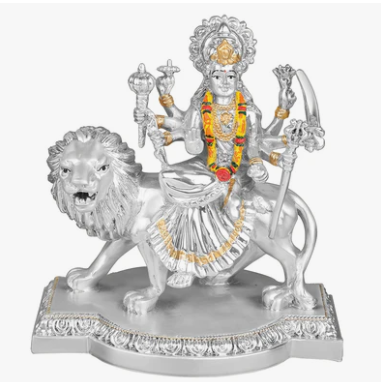 Silver Small Durga Maa (h-10 cm)
