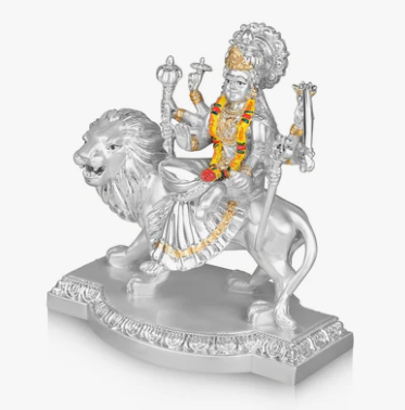 Silver Small Durga Maa (h-10 cm)